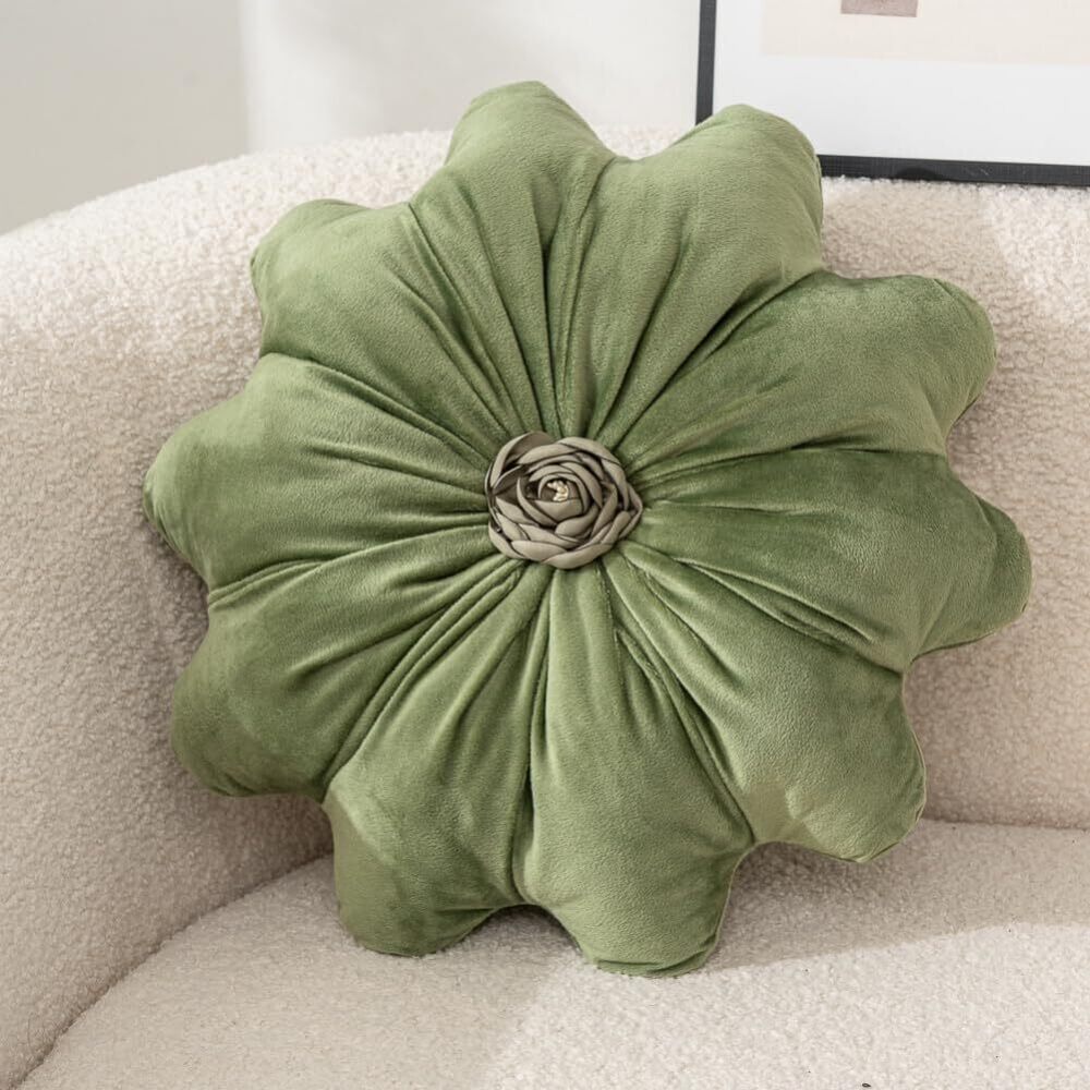 3220 Flower Pillow Cushion Round Decorative Throw Pillow 15.7 Velvet Flower